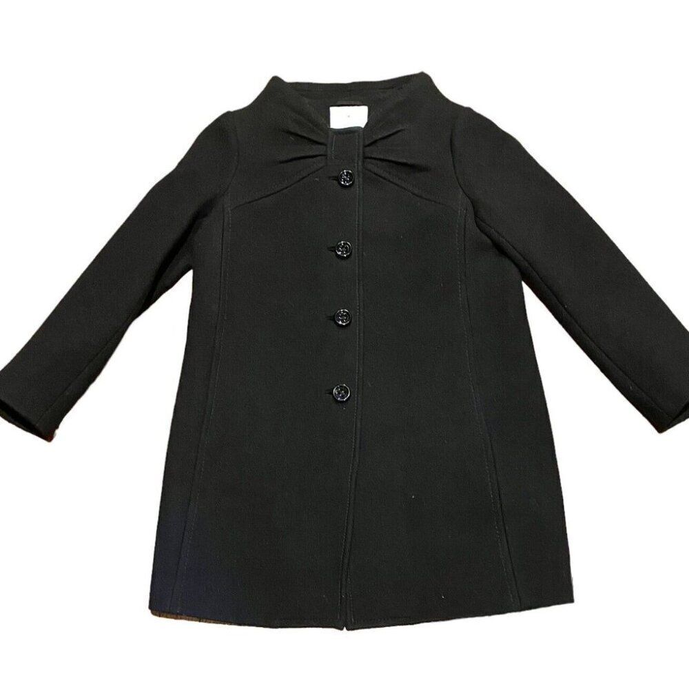 Kate Spade ETTA Wool Bow Coat Black | Size 6